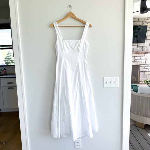 Joie Square Neck Smocked Back Sleeveless Midi Dress White 2 - Picture 1 of 8